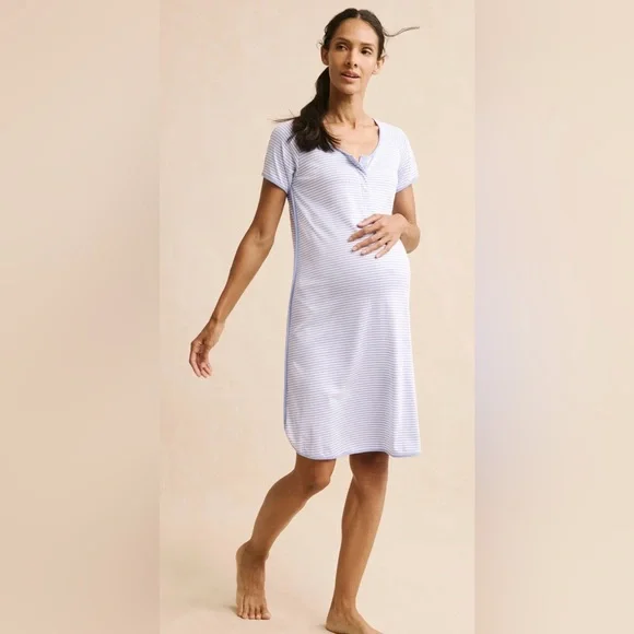 LAKE Pima Maternity Nightgown in Hydrangea